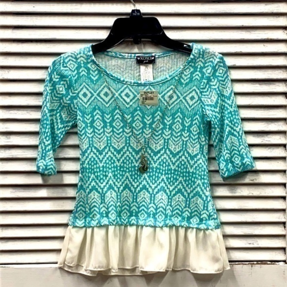 XOXO Girls blouse & Necklace size S 7/8 NEW